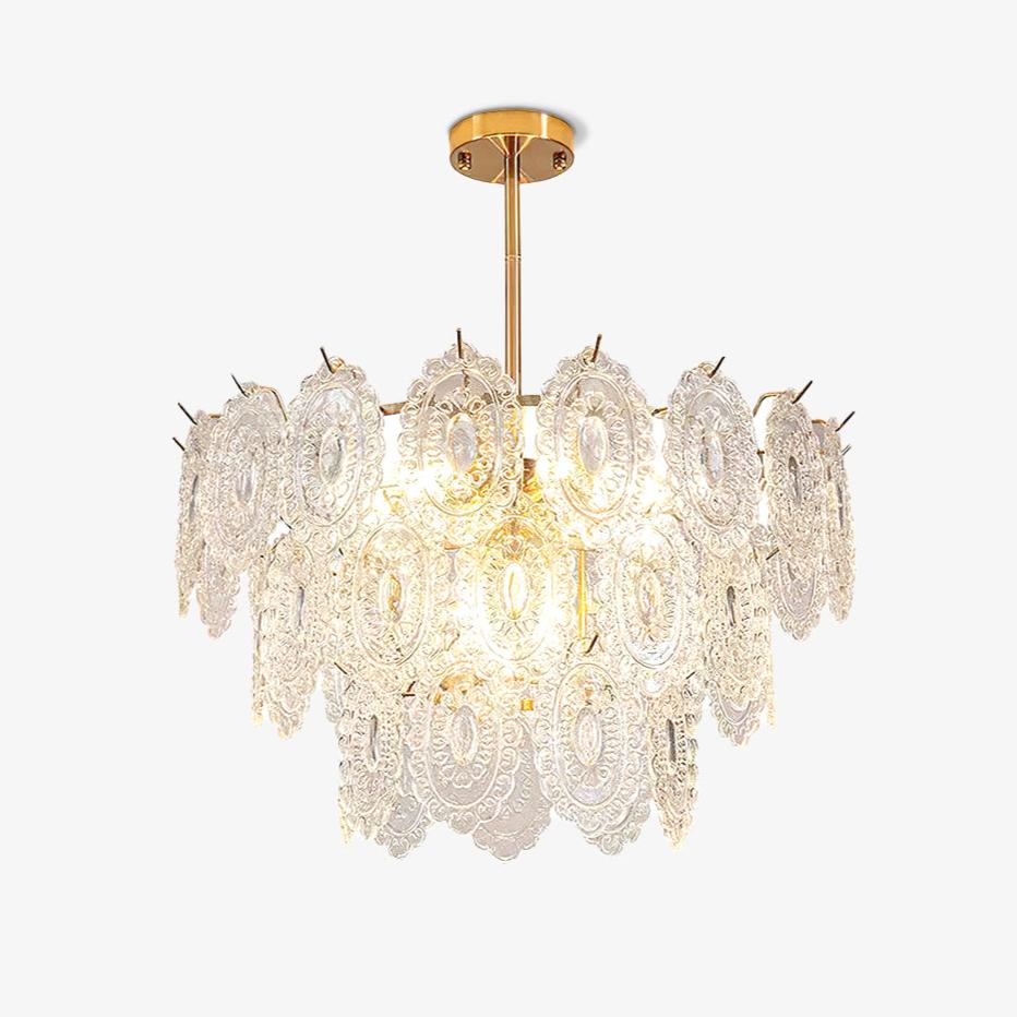 Dallion Chandelier Wave Glass Wrought Iron Elegant