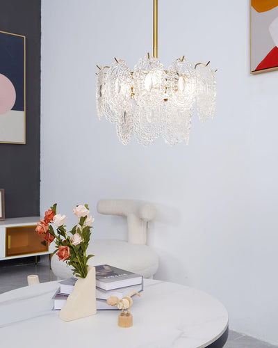 Dallion Chandelier Wave Glass Wrought Iron Elegant