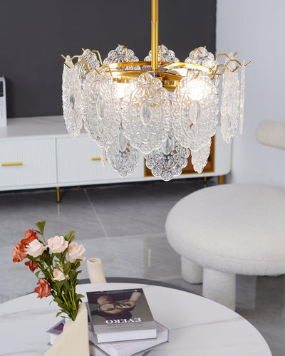 Dallion Chandelier Wave Glass Wrought Iron Elegant