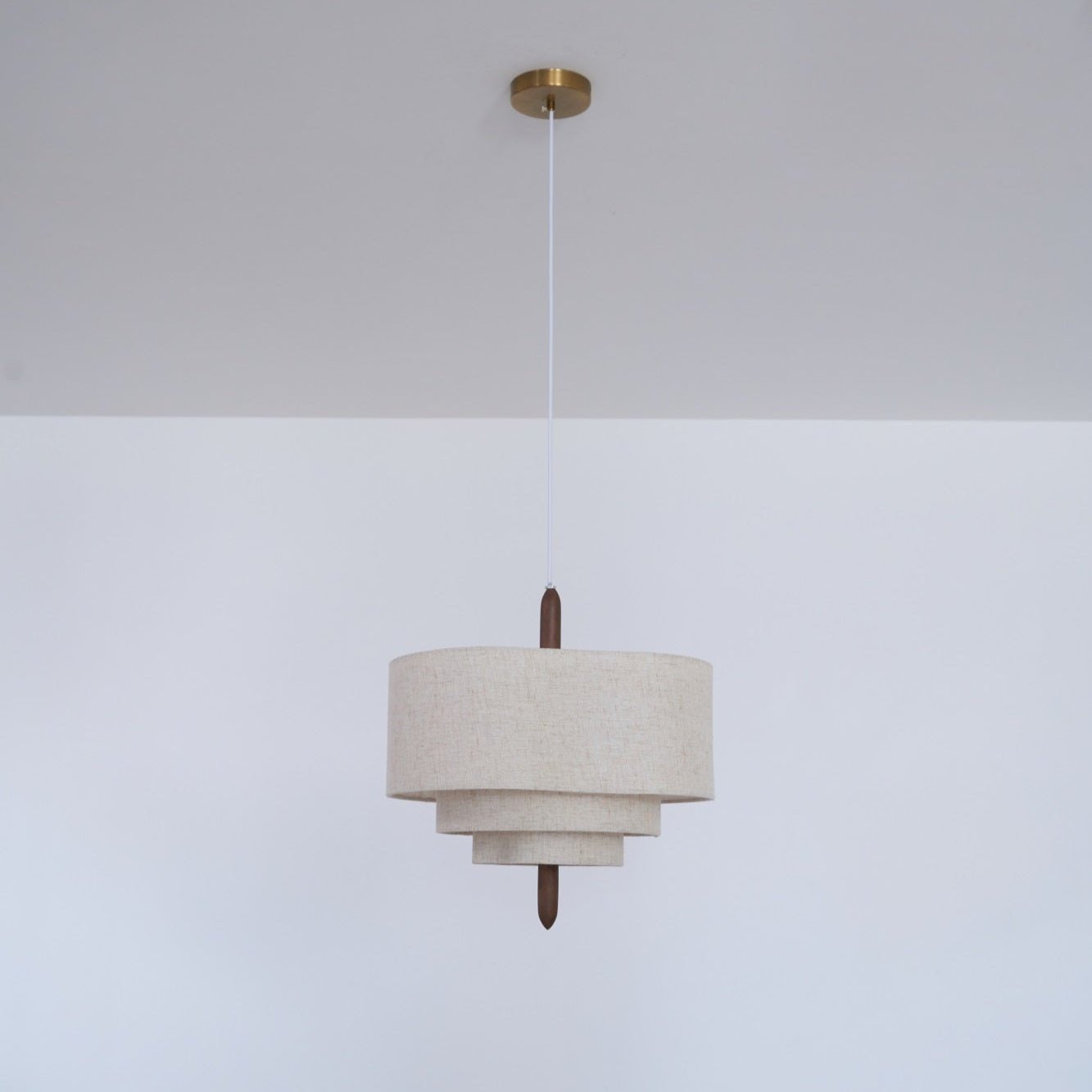 Salemu Elegance Wave Ladder Wood Fabric Pendant Lamp