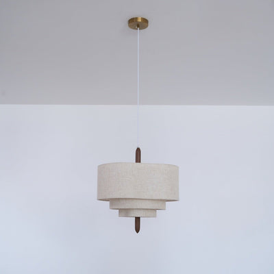 Salemu Elegance Wave Ladder Wood Fabric Pendant Lamp