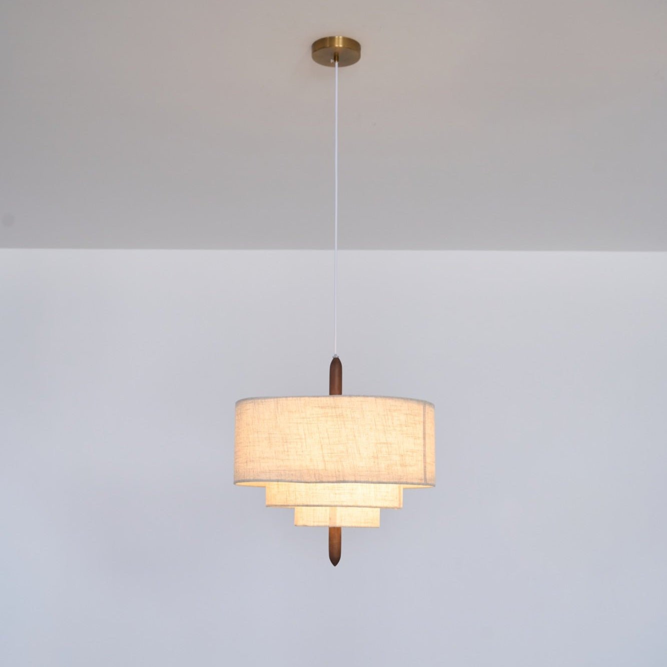 Salemu Elegance Wave Ladder Wood Fabric Pendant Lamp