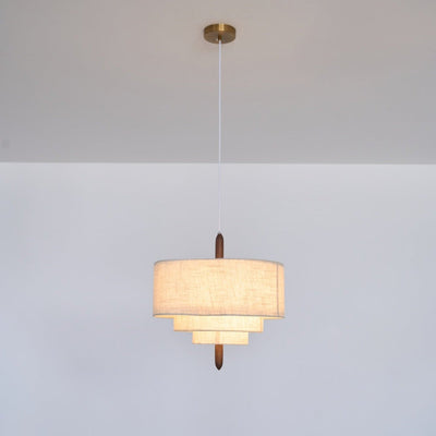 Salemu Elegance Wave Ladder Wood Fabric Pendant Lamp