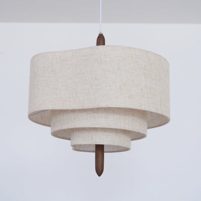 Salemu Elegance Wave Ladder Wood Fabric Pendant Lamp