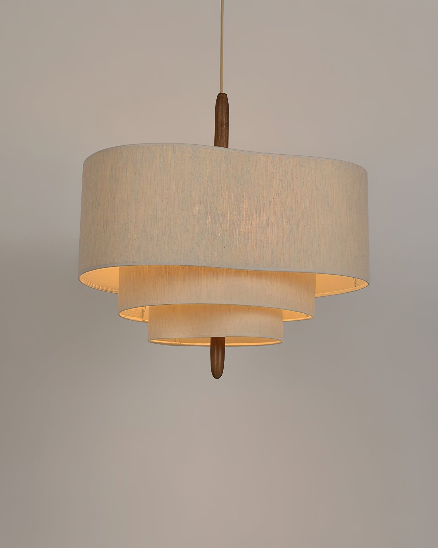 Salemu Elegance Wave Ladder Wood Fabric Pendant Lamp
