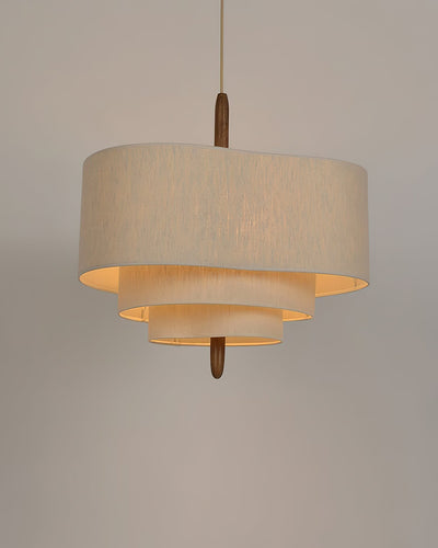 Salemu Elegance Wave Ladder Wood Fabric Pendant Lamp