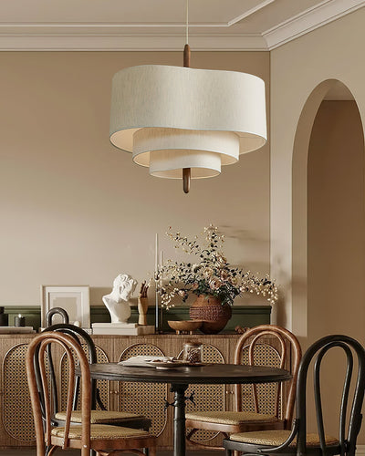 Salemu Elegance Wave Ladder Wood Fabric Pendant Lamp
