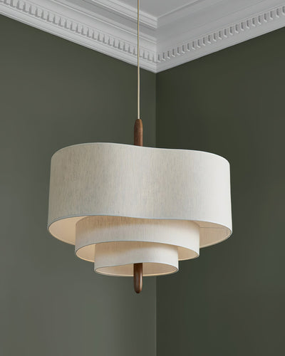 Salemu Elegance Wave Ladder Wood Fabric Pendant Lamp