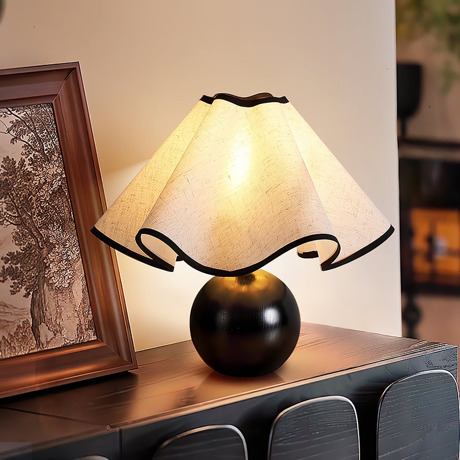 Kalion Wood Fabric Table Lamp