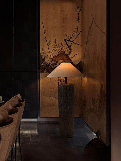 Hael Weathered Wood Grain Floor Lamp