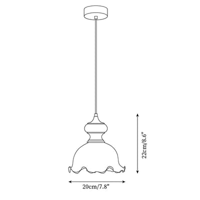 Weiana Pendant Lamp Glass Rippled Scalloped Vintage - Neutral Decor