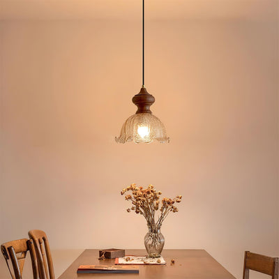 Weiana Pendant Lamp Glass Rippled Scalloped Vintage - Neutral Decor