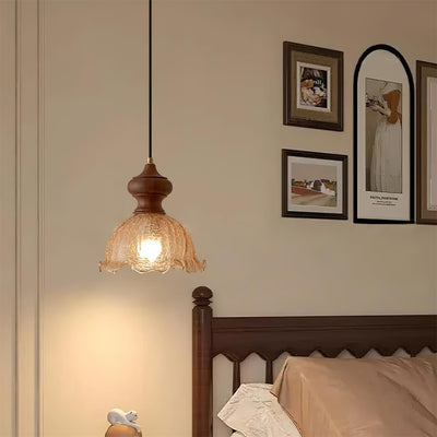 Weiana Pendant Lamp Glass Rippled Scalloped Vintage - Neutral Decor