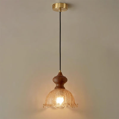 Weiana Pendant Lamp Glass Rippled Scalloped Vintage - Neutral Decor