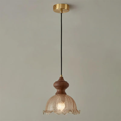 Weiana Pendant Lamp Glass Rippled Scalloped Vintage - Neutral Decor