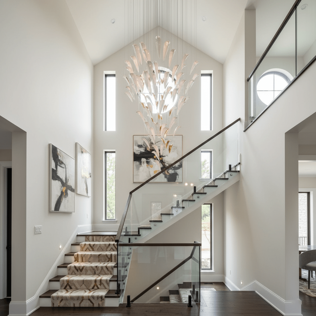 Plume Glow White Feather Art Deco Customize Chandelier