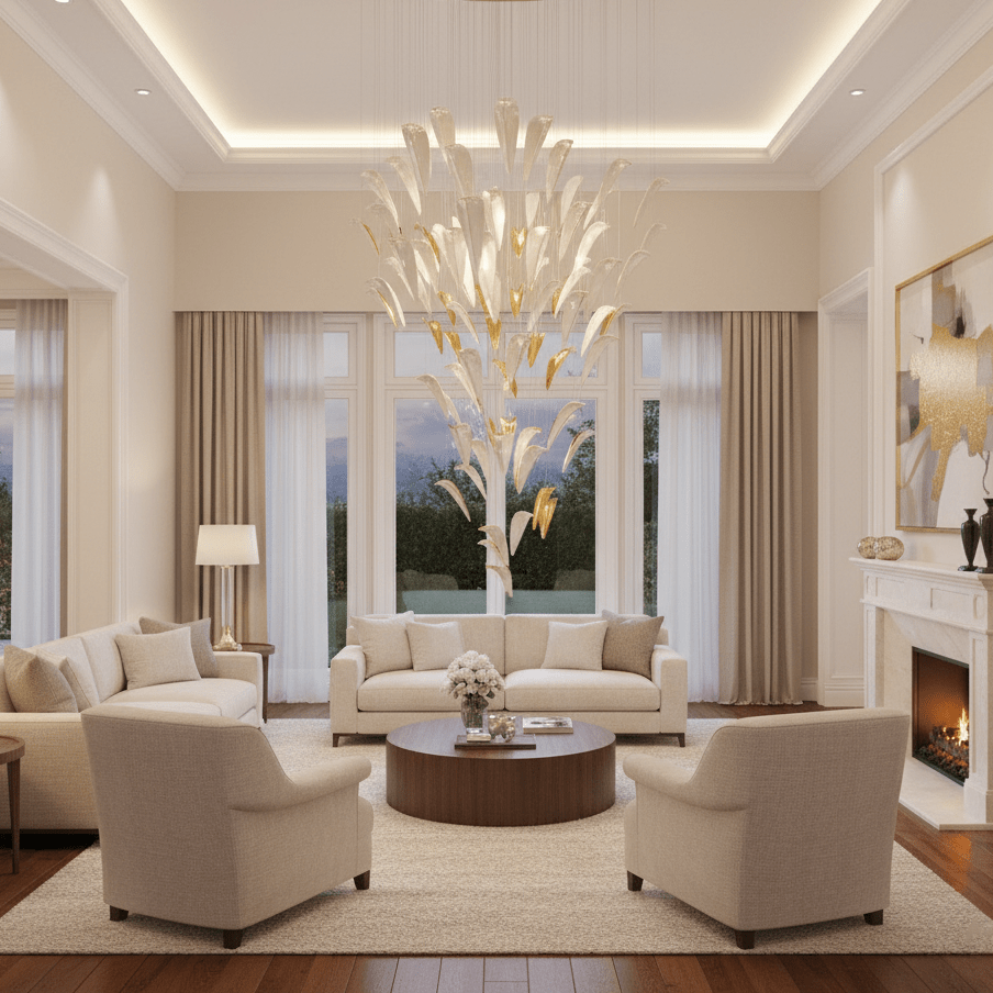 Plume Glow White Feather Art Deco Customize Chandelier