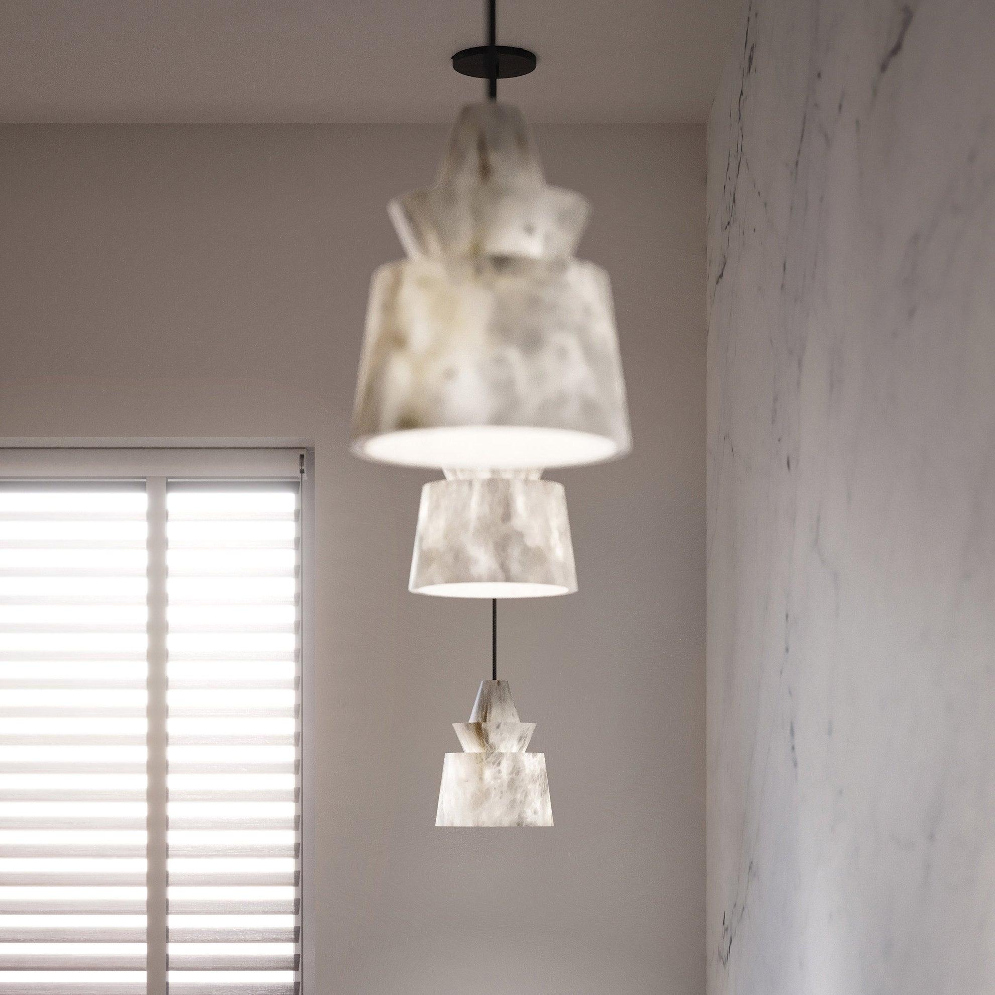 Curineth Minimalist Alabaster Pendant Light - Neutral Decor