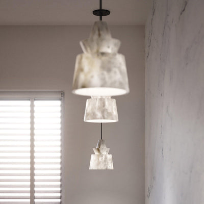 Curineth Minimalist Alabaster Pendant Light - Neutral Decor