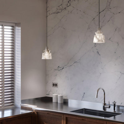 Curineth Minimalist Alabaster Pendant Light - Neutral Decor