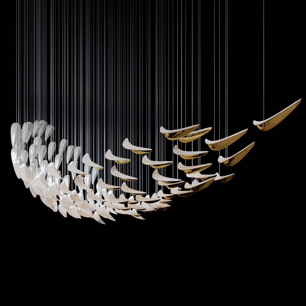 Plume Glow White Feather Art Deco Customize Chandelier