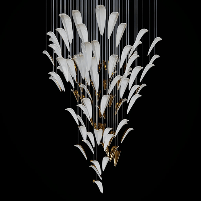 Plume Glow White Feather Art Deco Customize Chandelier