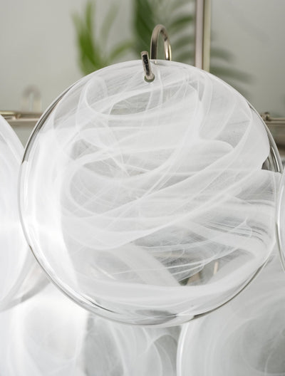 Veloelle Chandelier White Murano Glass Disc Contemporary