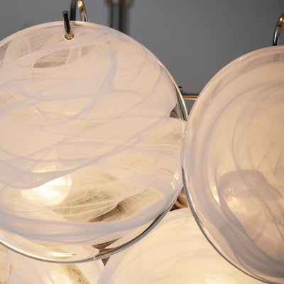 Veloelle Chandelier White Murano Glass Disc Contemporary