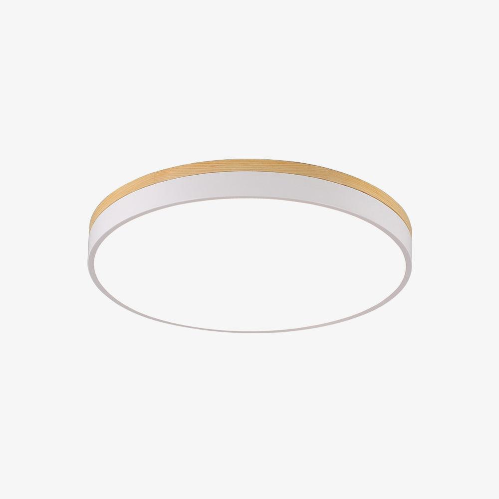 Daelis Ceiling Lamp White Round with Wooden