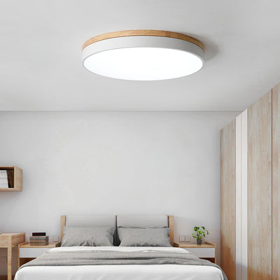 Daelis Ceiling Lamp White Round with Wooden