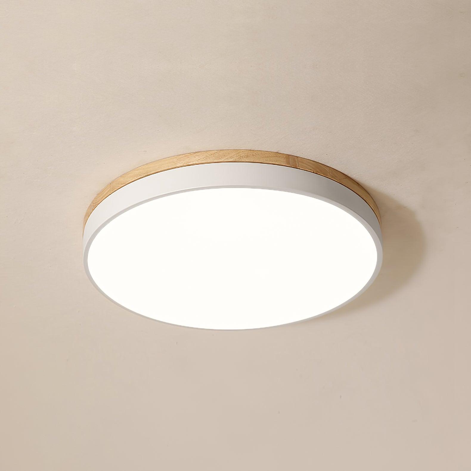 Daelis Ceiling Lamp White Round with Wooden