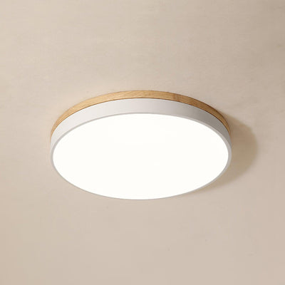 Daelis Ceiling Lamp White Round with Wooden