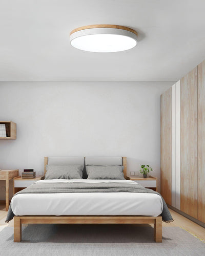Daelis Ceiling Lamp White Round with Wooden
