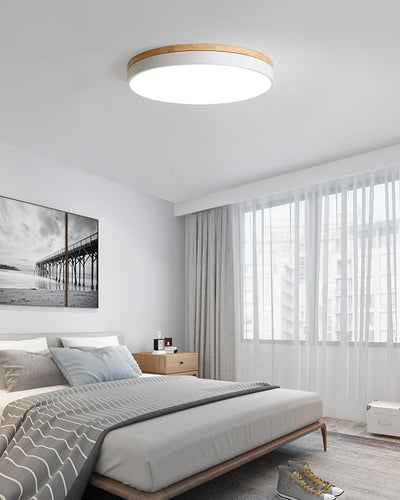 Daelis Ceiling Lamp White Round with Wooden