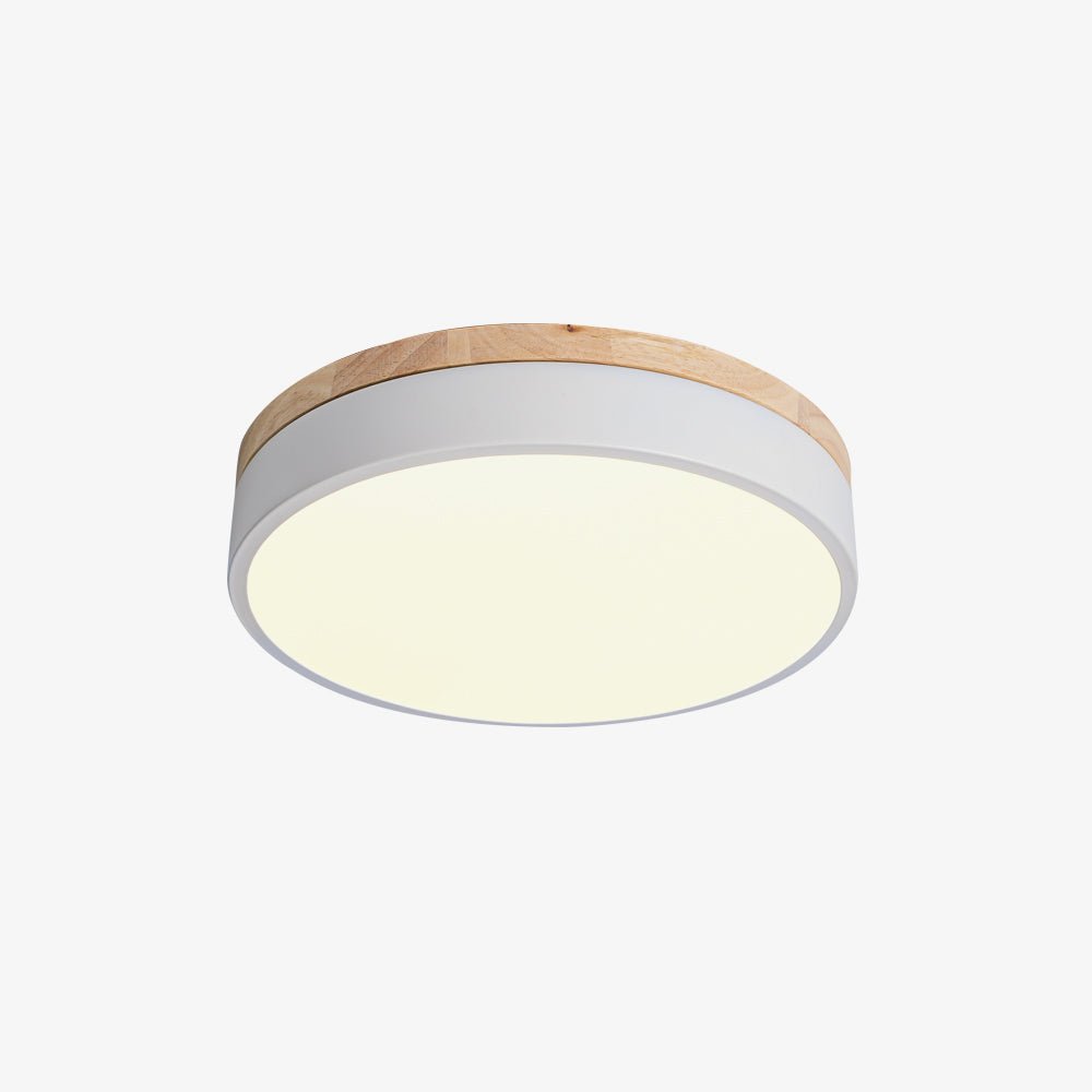 Daelis Ceiling Lamp White Round with Wooden