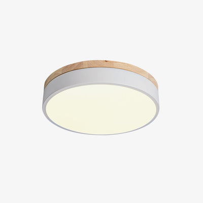 Daelis Ceiling Lamp White Round with Wooden