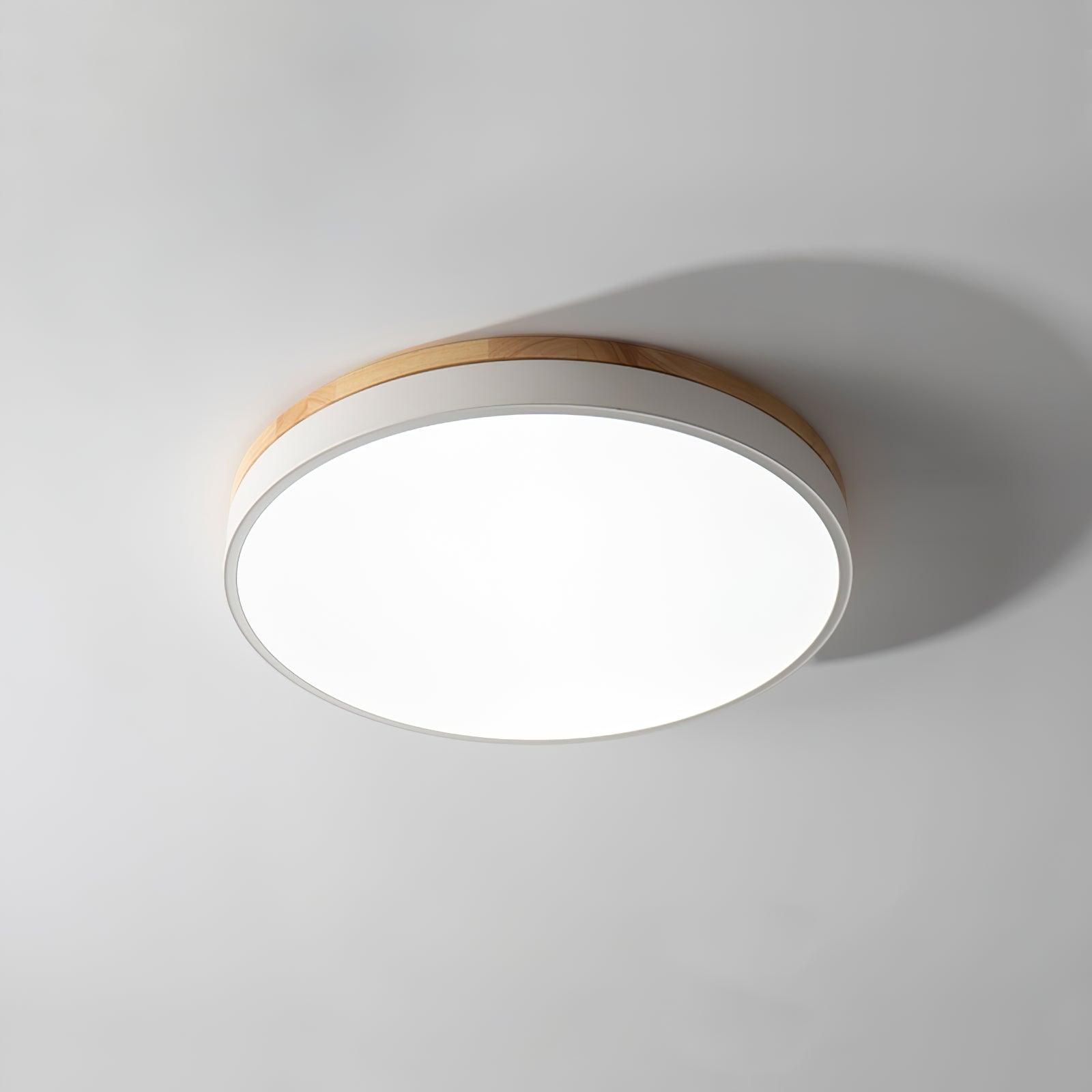 Daelis Ceiling Lamp White Round with Wooden