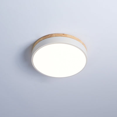 Daelis Ceiling Lamp White Round with Wooden