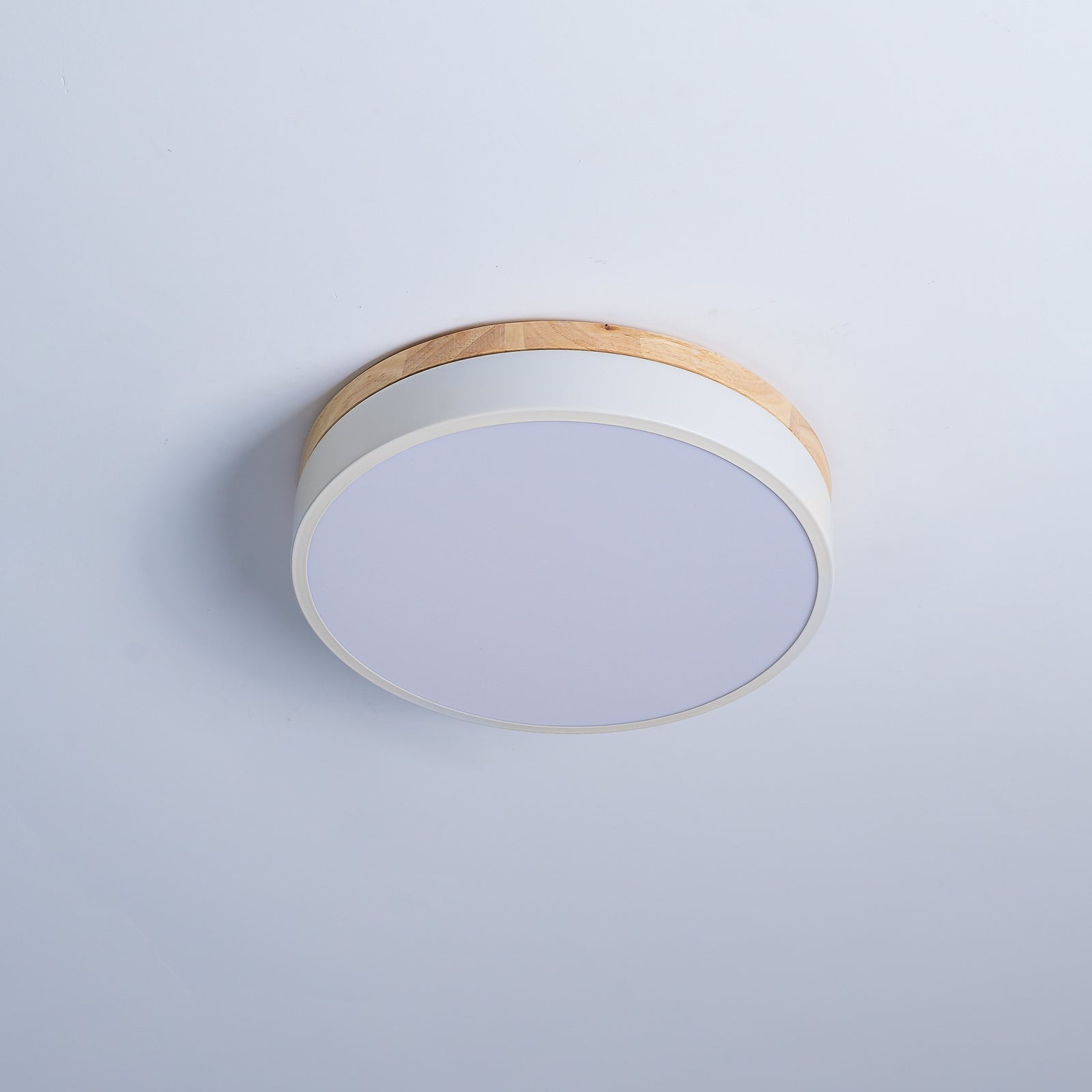 Daelis Ceiling Lamp White Round with Wooden