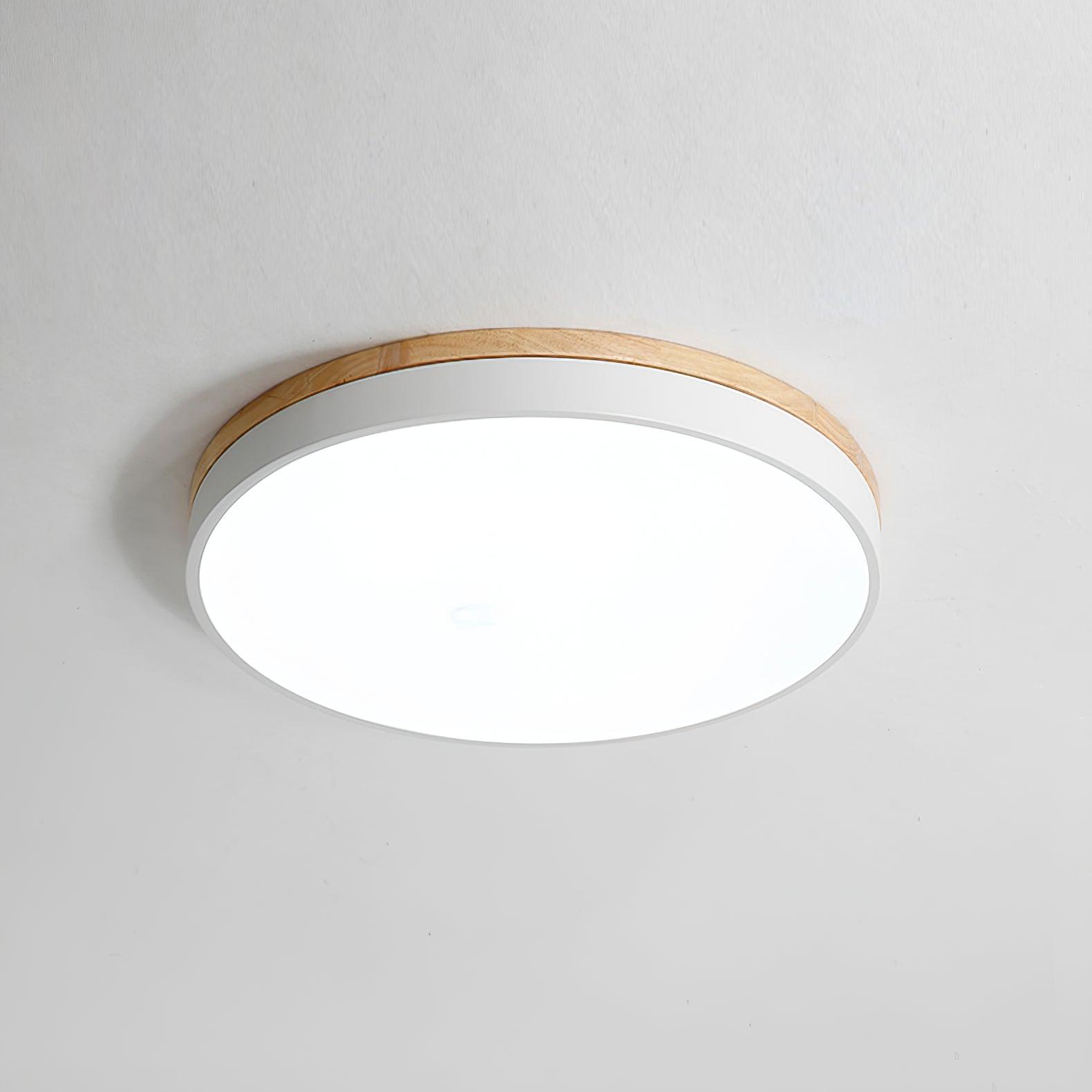 Daelis Ceiling Lamp White Round with Wooden