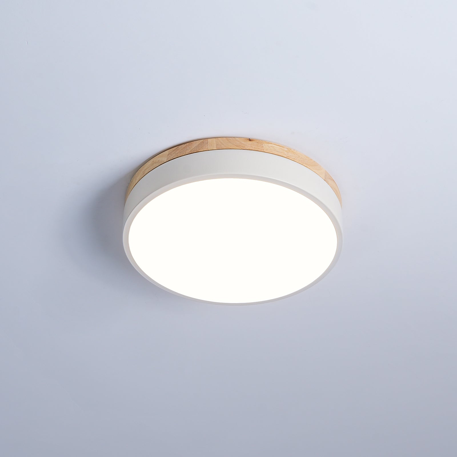 Daelis Ceiling Lamp White Round with Wooden