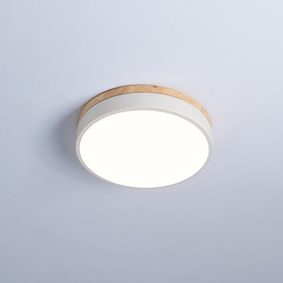 Daelis Ceiling Lamp White Round with Wooden