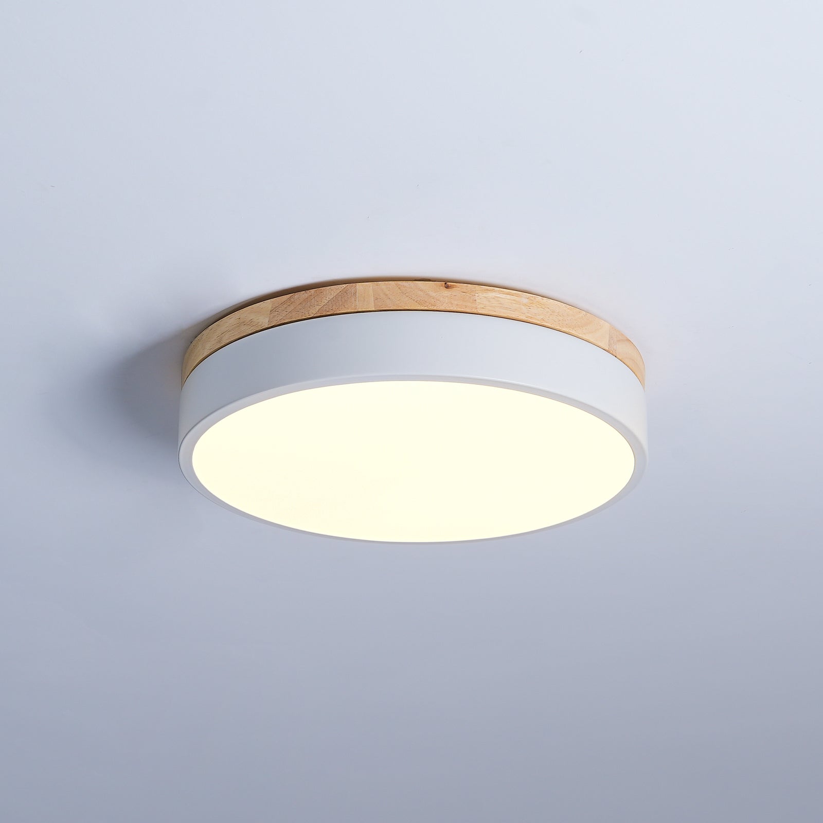 Daelis Ceiling Lamp White Round with Wooden