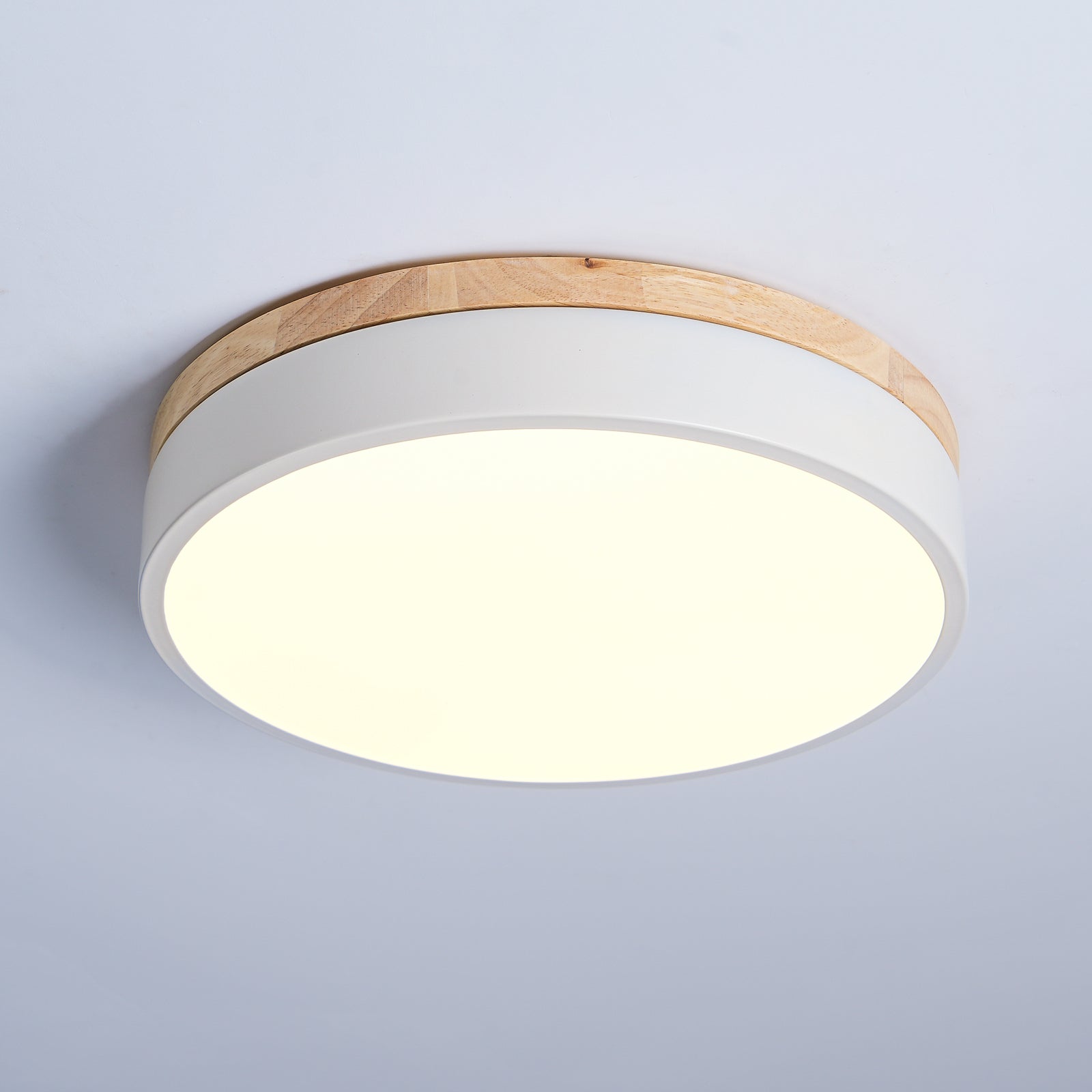 Daelis Ceiling Lamp White Round with Wooden