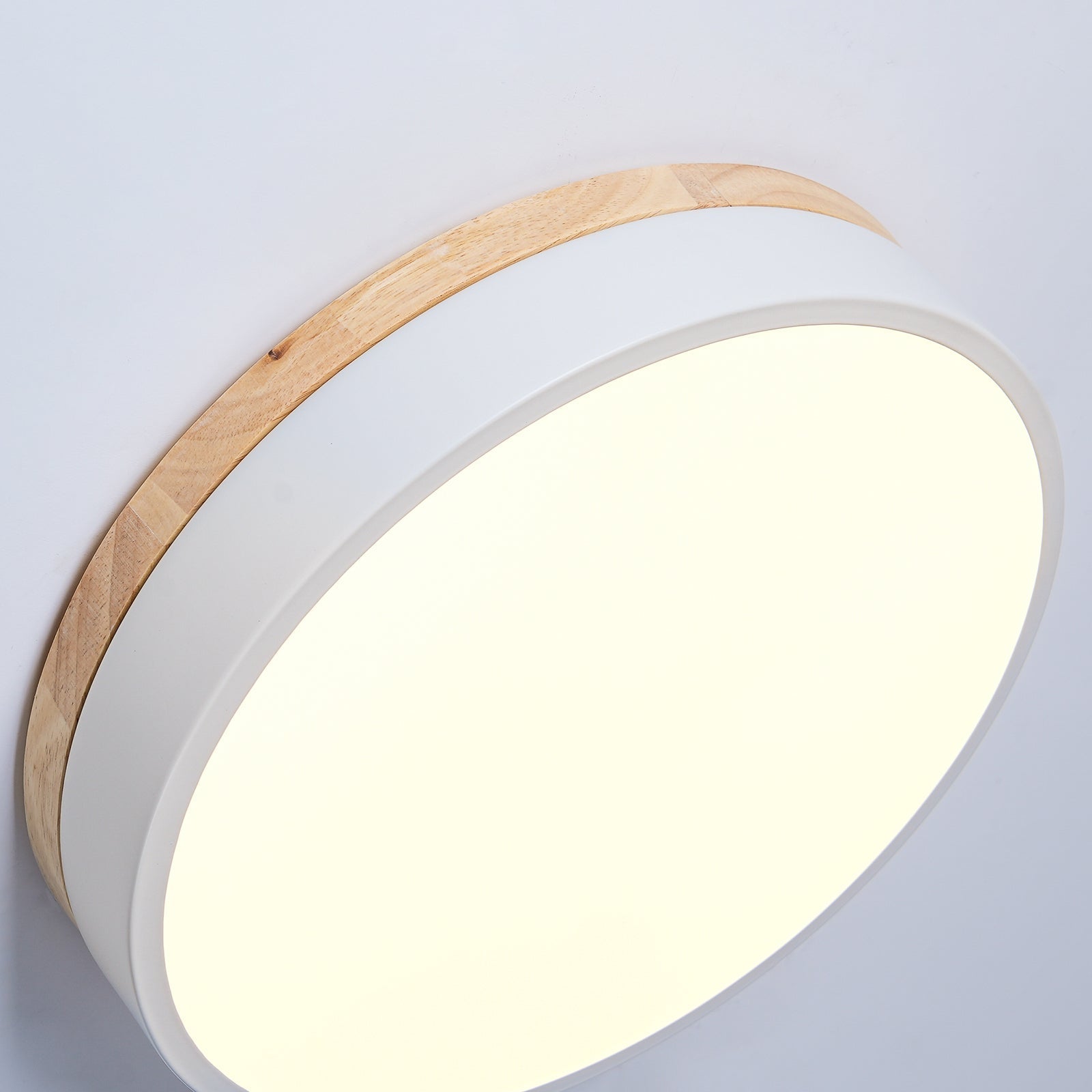 Daelis Ceiling Lamp White Round with Wooden