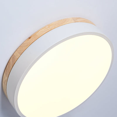 Daelis Ceiling Lamp White Round with Wooden