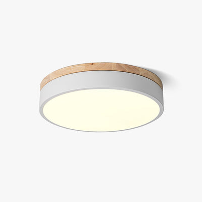 Daelis Ceiling Lamp White Round with Wooden