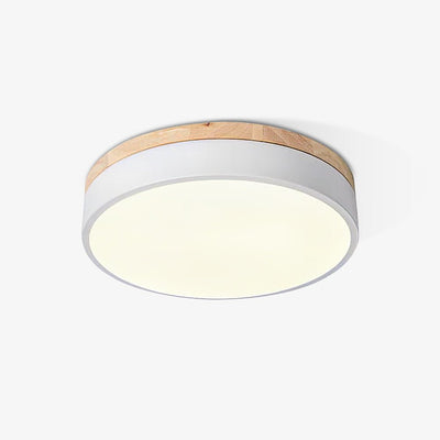 Daelis Ceiling Lamp White Round with Wooden