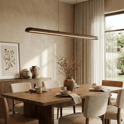 Wide Wood Linear Pendant Light