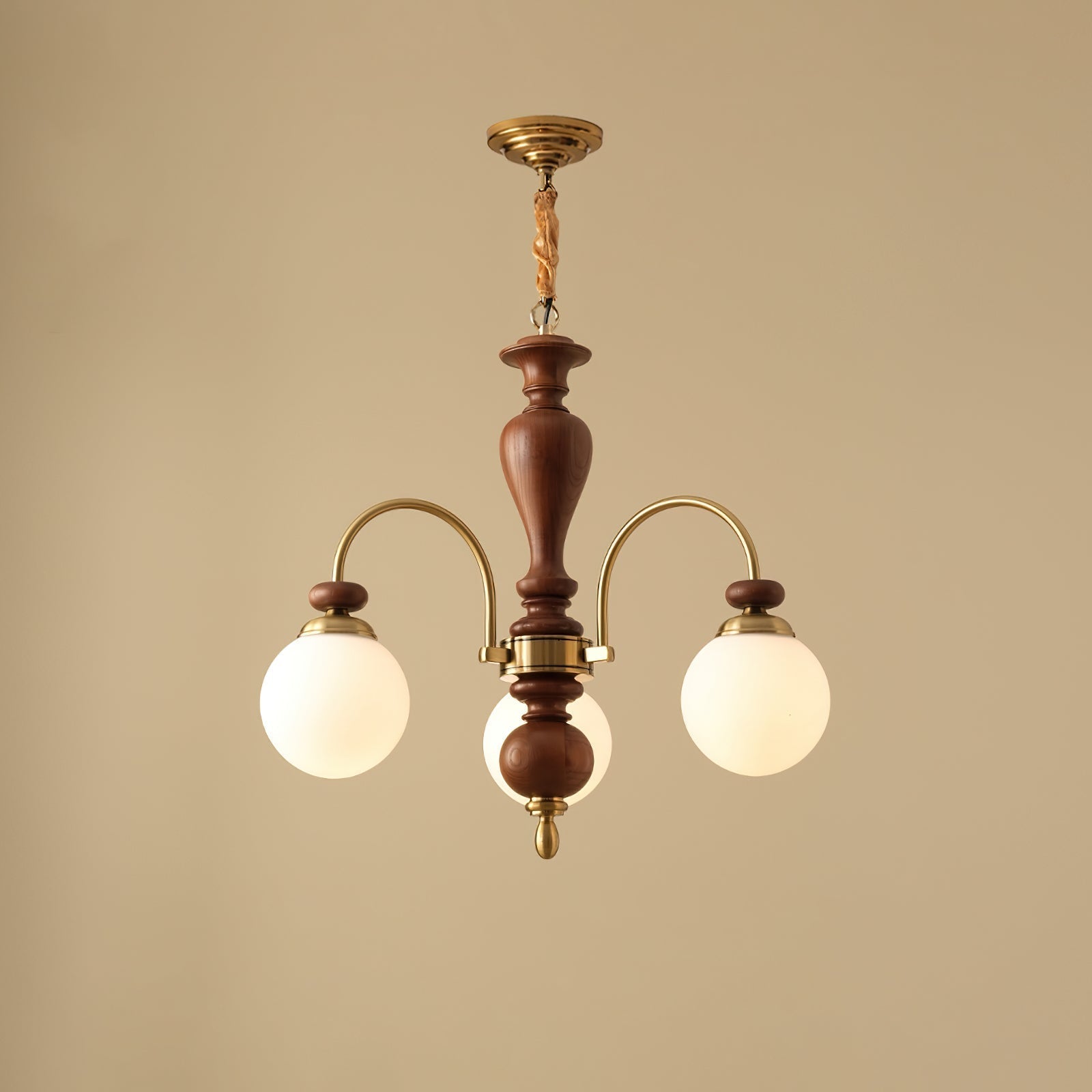 Solara Chandelier Classic Wooden Brass - Neutral Decor